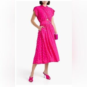 NWT Derek Lam 10 Crosby Cutout Short Sleeve Pink Metallic Dress Small